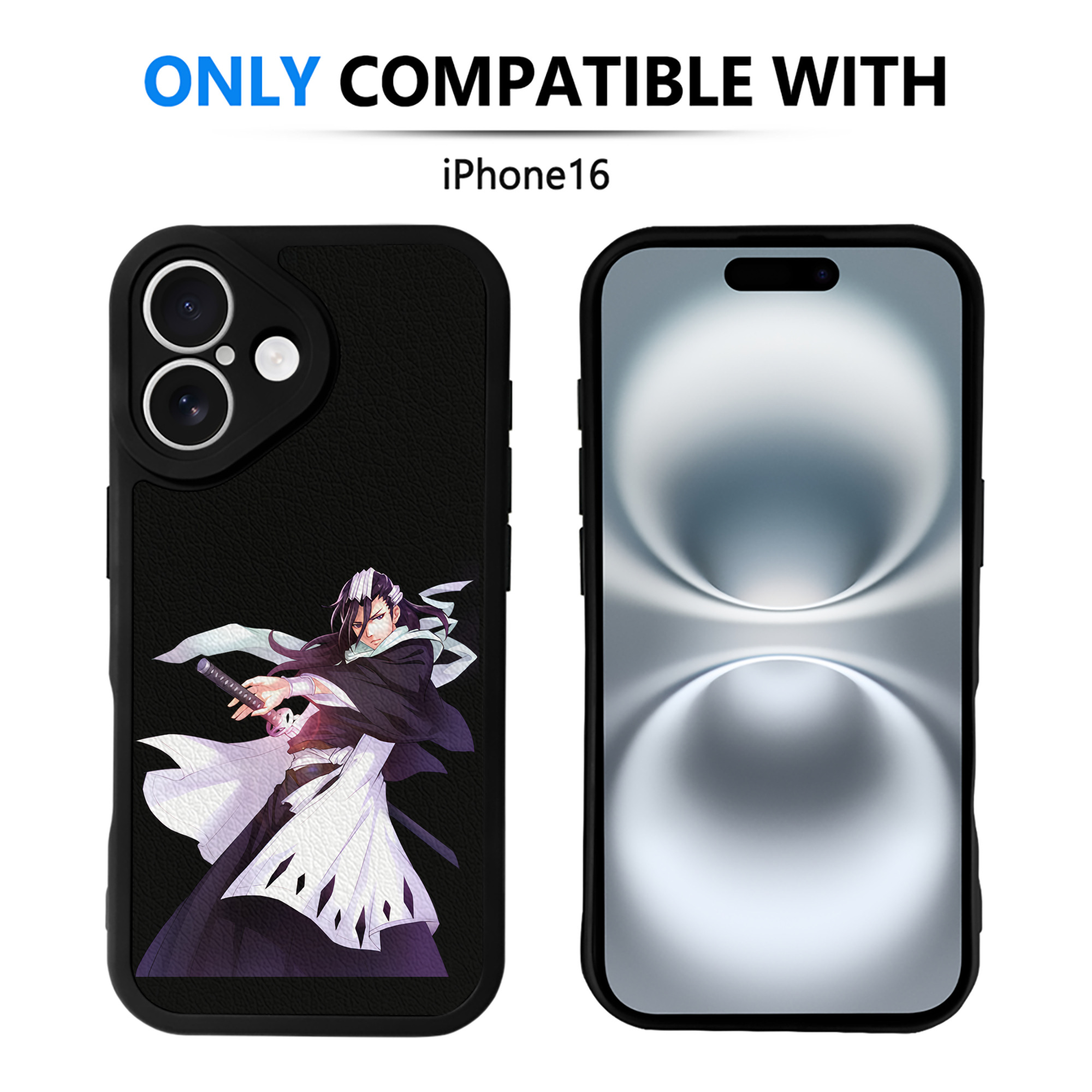 （画像用） ブリーチ くちき びゃくや BLEACH Kuchiki Byakuya 【iPhone 16シリーズ対応】シリコンスマホケース（レザー調） 材質：シリコン